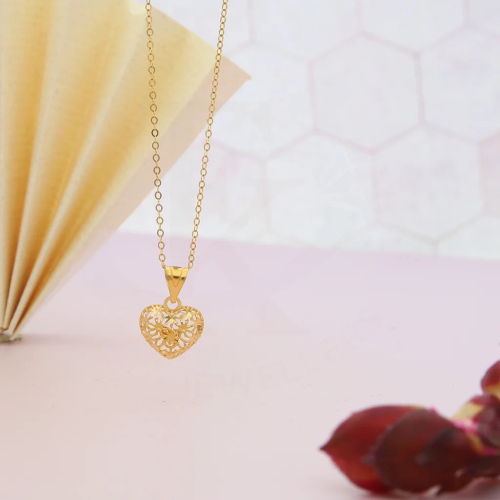 Platinum Necklaces -Gold Necklace (Chain with Puffed Heart Shaped Charm Pendant) 21KT - FKJNKL21KM8047