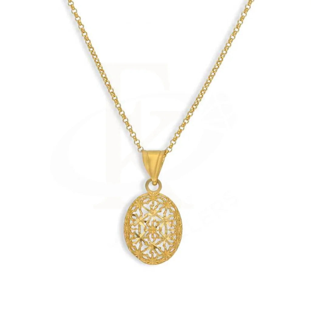 Joy Necklaces -Gold Necklace (Chain with Oval Shaped Pendant) 21KT - FKJNKL21K3073