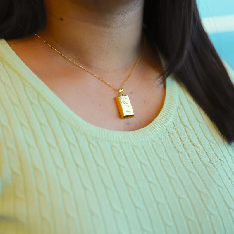 Friendship Necklaces -Gold Necklace (Chain With Bar Shaped Pendant) 21KT - FKJNKL21KM10019