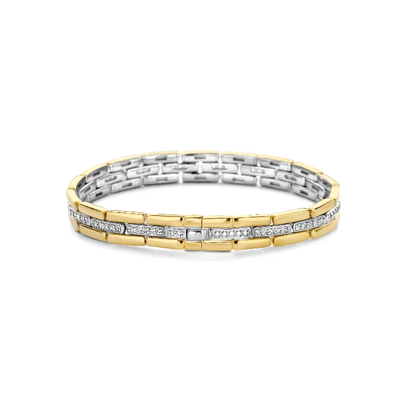 Cluster Bracelets -Ti Sento Gold and Silver Structured Bangle Bracelet