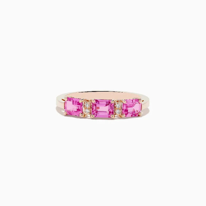 Ladies Rings with Axinite-14K Rose Gold Pink Sapphire and Diamond Band Ring