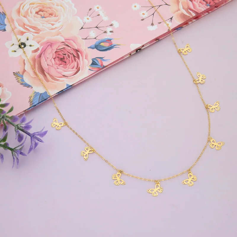 Long Necklaces -Gold Necklace (Chain with Butterfly Shaped Pendant) 21KT - FKJNKL21KM9587