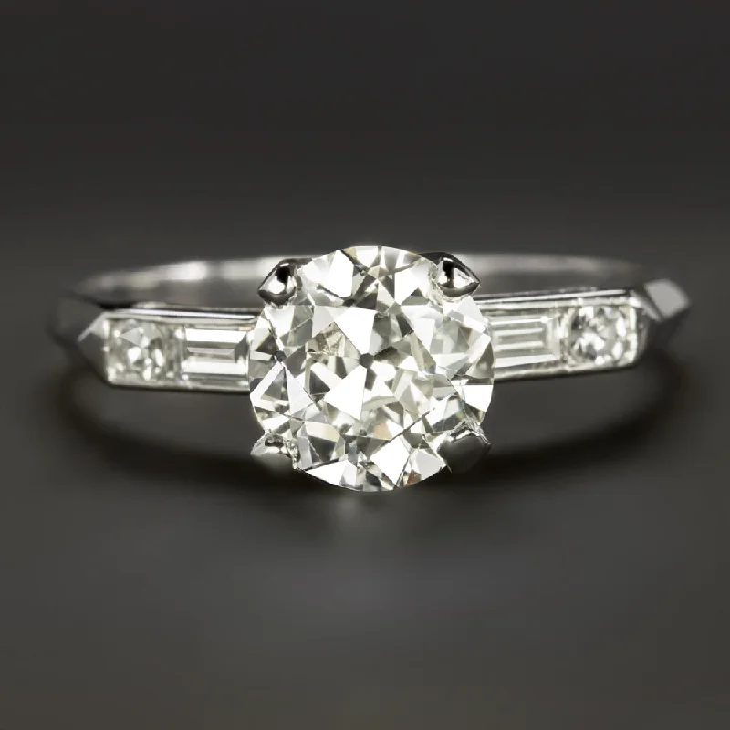 Ladies Engagement Rings with Phenakite-1.21ct VINTAGE DIAMOND ENGAGEMENT RING CERTIFIED G SI1 OLD EUROPEAN CUT PLATINUM