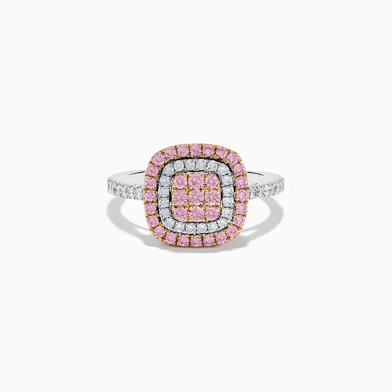 Ladies Rings Sun Shape-14K Two-Tone Pink and White Diamond Ring