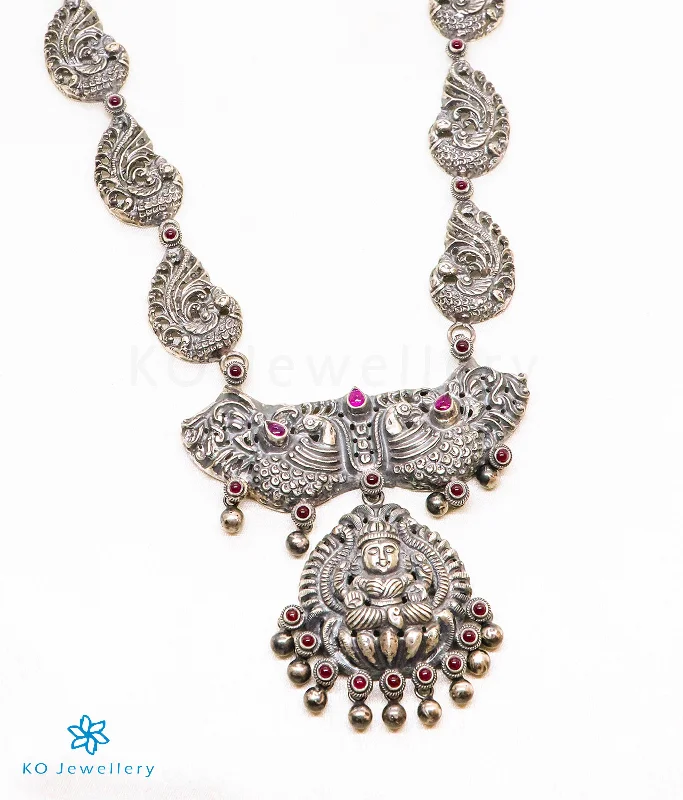 Star Necklaces -The Anisha Silver Lakshmi Nakkasi Necklace (Oxidised)