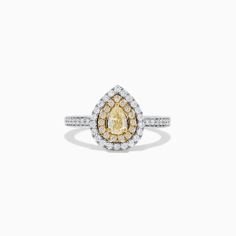 Ladies Rings with Fibrolite-Canare 14K Two Tone Gold Yellow and White Diamond Ring