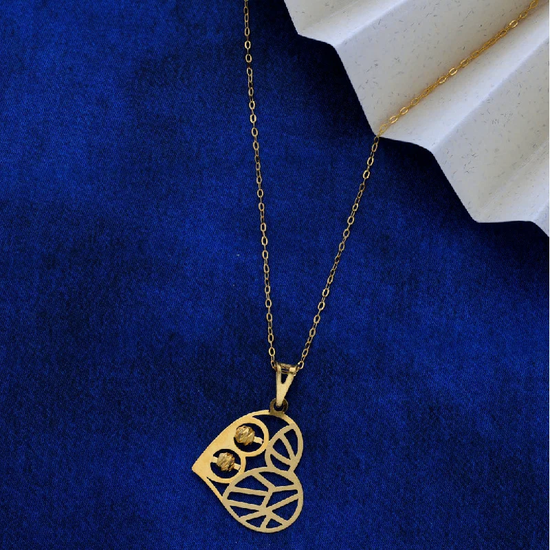 Friendship Necklaces -Gold Necklace (Chain Heart Shaped with Stud Ball Pendant) 21KT - FKJNKL21KM9569