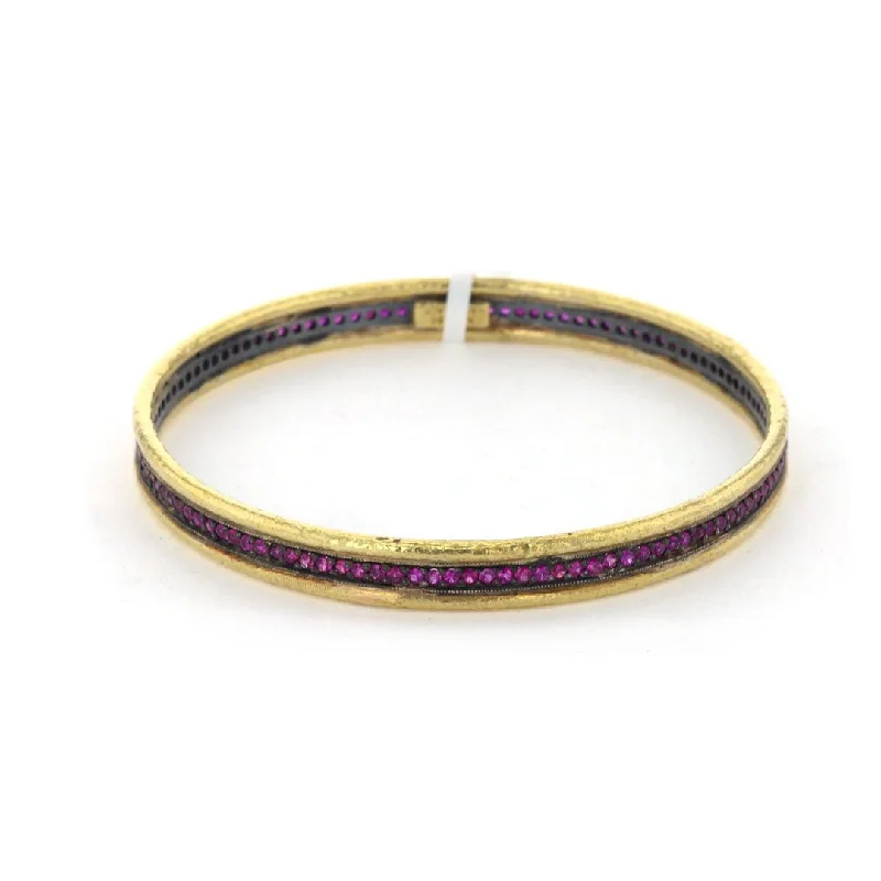 Pink Bracelets -Ruby Silver & 24K Bangle Bracelet