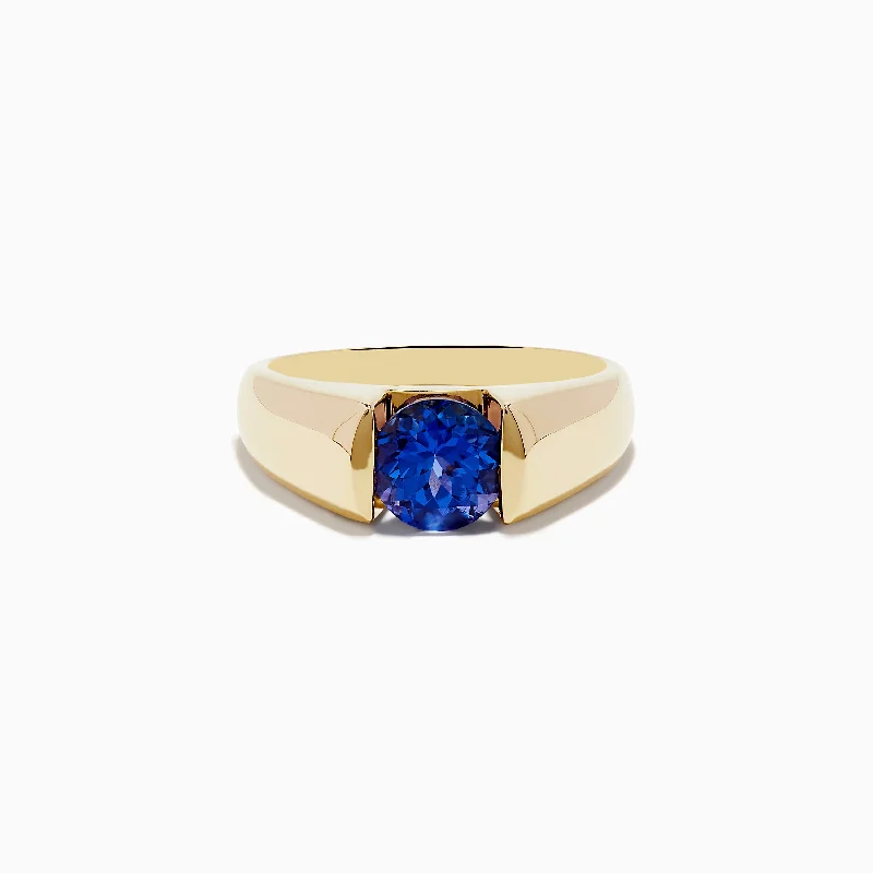 Ladies Rings for Formal Events-Nahla Siri 14K Yellow Gold Tanzanite Ring