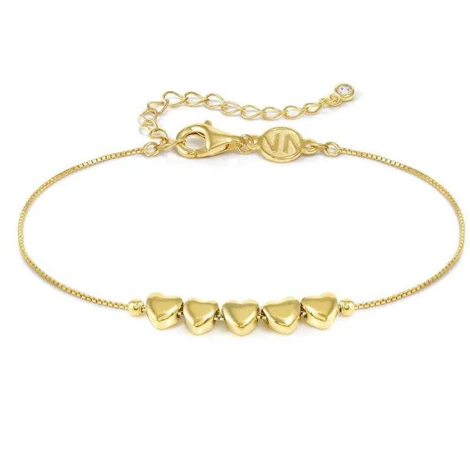 Painted Bracelets -Nomination Gold Vermeil Cubic Zirconia 5 Heart Bracelet