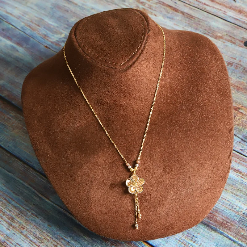 Vintage Necklaces -Gold Flower Shaped Necklace 18KT - FKJNKL18K9367