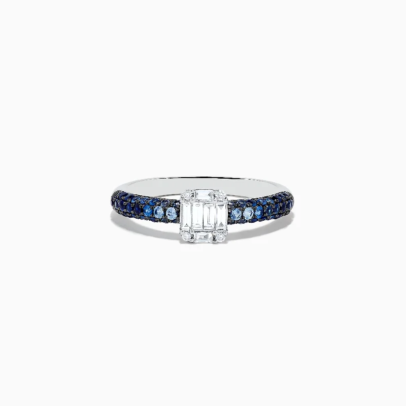 Ladies Rings with Stichtite-Royale Bleu 14K White Gold Sapphire and Diamond Ring