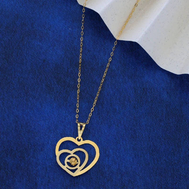 Custom Necklaces -Gold Necklace (Chain Double Heart Shaped Pendant) 21KT - FKJNKL21KM9573