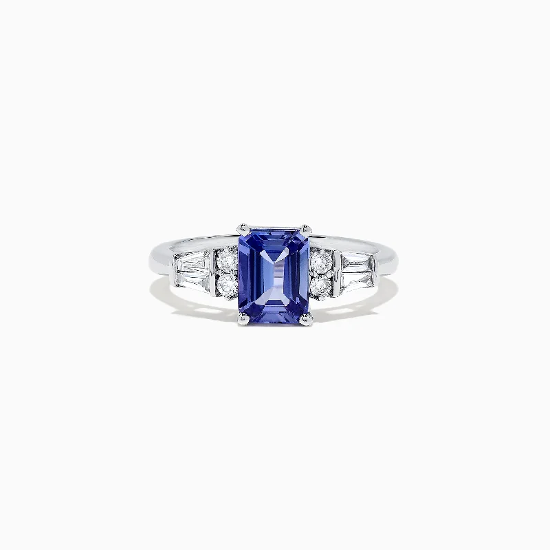 Ladies Rings with Prehnite-Nahla Siri 14K White Gold Tanzanite and Diamond Ring, 1.51 TCW