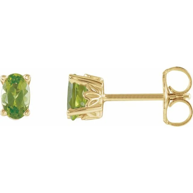 Ladies Earrings with Garnet-14K Yellow Natural Peridot Earrings