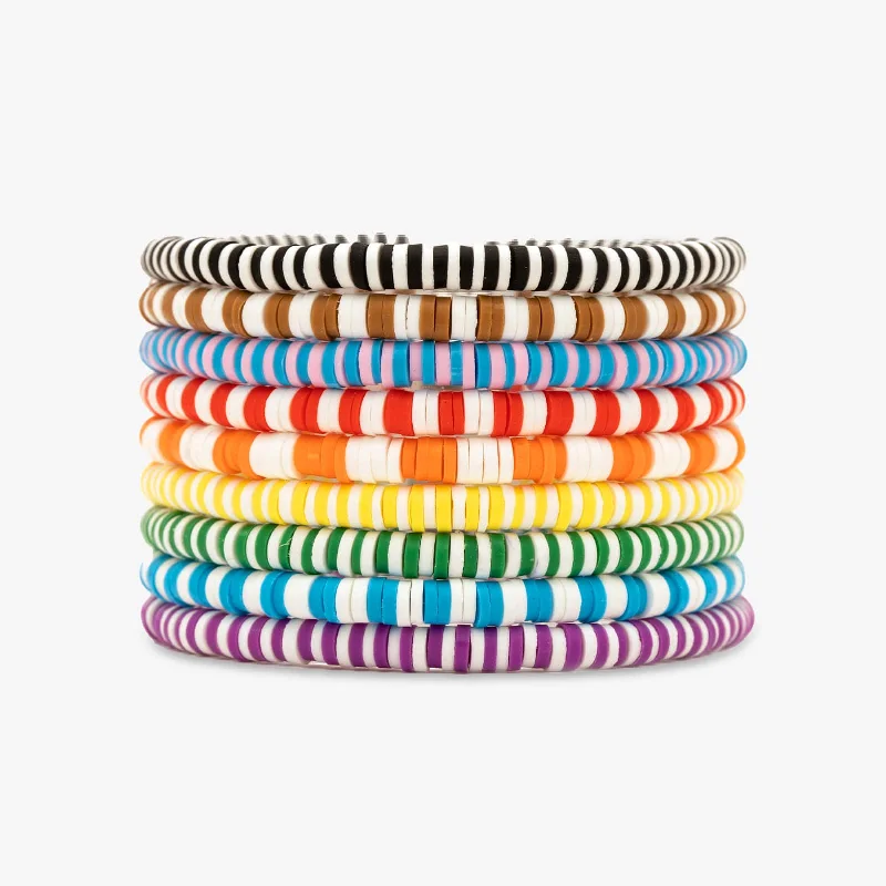 Spring Bracelets -Rainbow Stretch Bracelet Set of 8