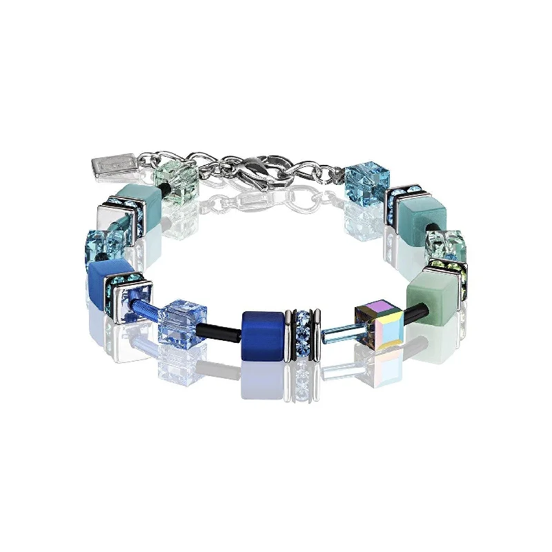 Adjustable Bracelets -Coeur De Lion Blue Green Swarovski® Crystals GeoCUBE® Bracelet