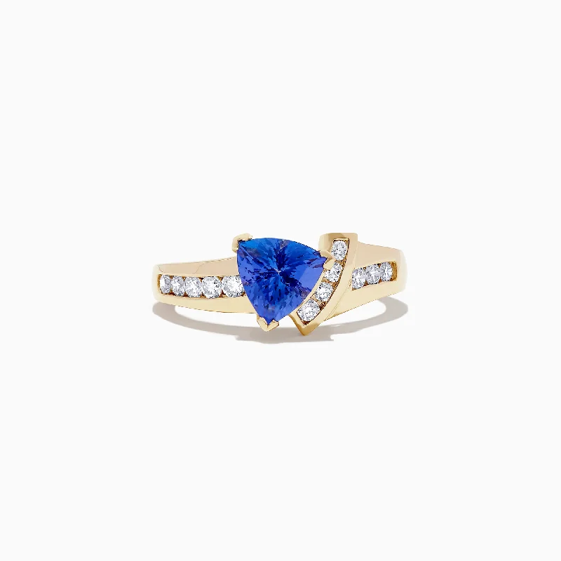 Ladies Rings with Sapphire-Nahla Siri 14K Yellow Gold Tanzanite and Diamond Ring, 1.40 TCW