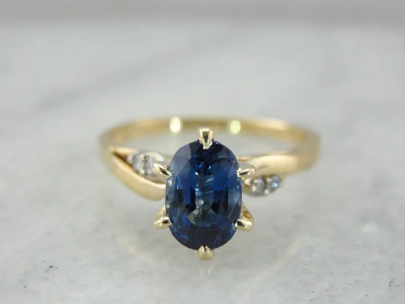 Ladies Engagement Rings with Axinite-Sapphire Engagement Ring with Diamond Accents