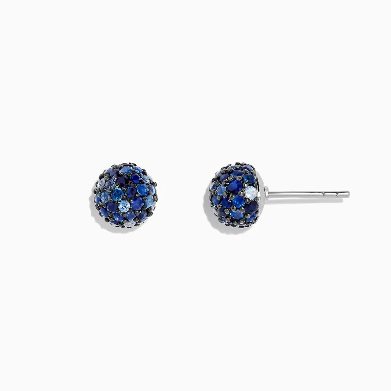 Ladies Earrings with Zincite-925 Sterling Silver Blue Sapphire Splash Stud Earrings, 2.26 TCW