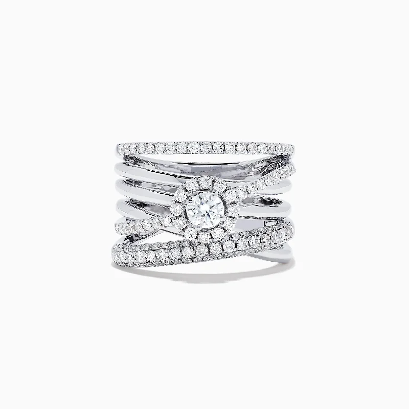 Ladies Rings for Wedding-Pave Classica 14K White Gold Diamond Ring, 1.12 TCW