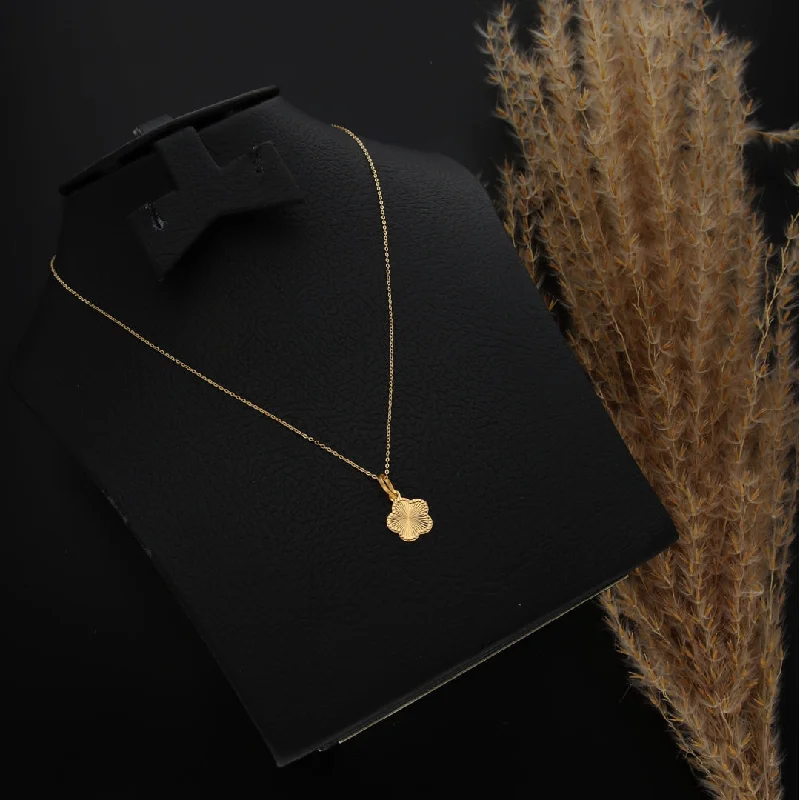 Farmhouse Necklaces -Gold Necklace (Chain With Flower Shaped Pendant) 21KT - FKJNKL21KM9811