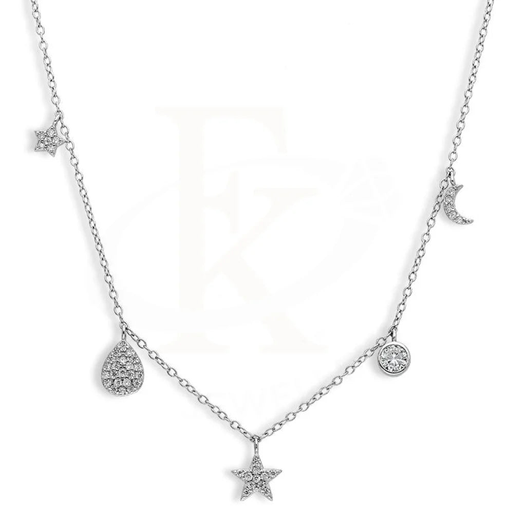 Phoenix Necklaces -Sterling Silver 925 Hanging Stars and Pears Necklace - FKJNKLSL2617