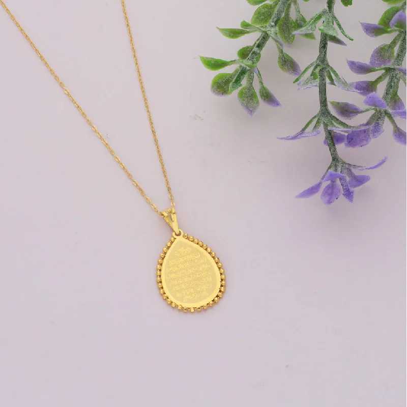 Stainless Steel Necklaces -Gold Necklace (Chain Ayatul Kursi Pendant) 21KT - FKJNKL21KM9604