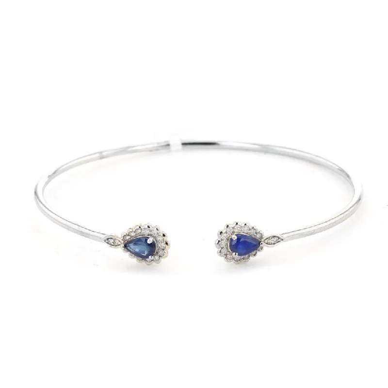 Statement Charm Bracelets -Blue Sapphire & Diamond Bangle Bracelet