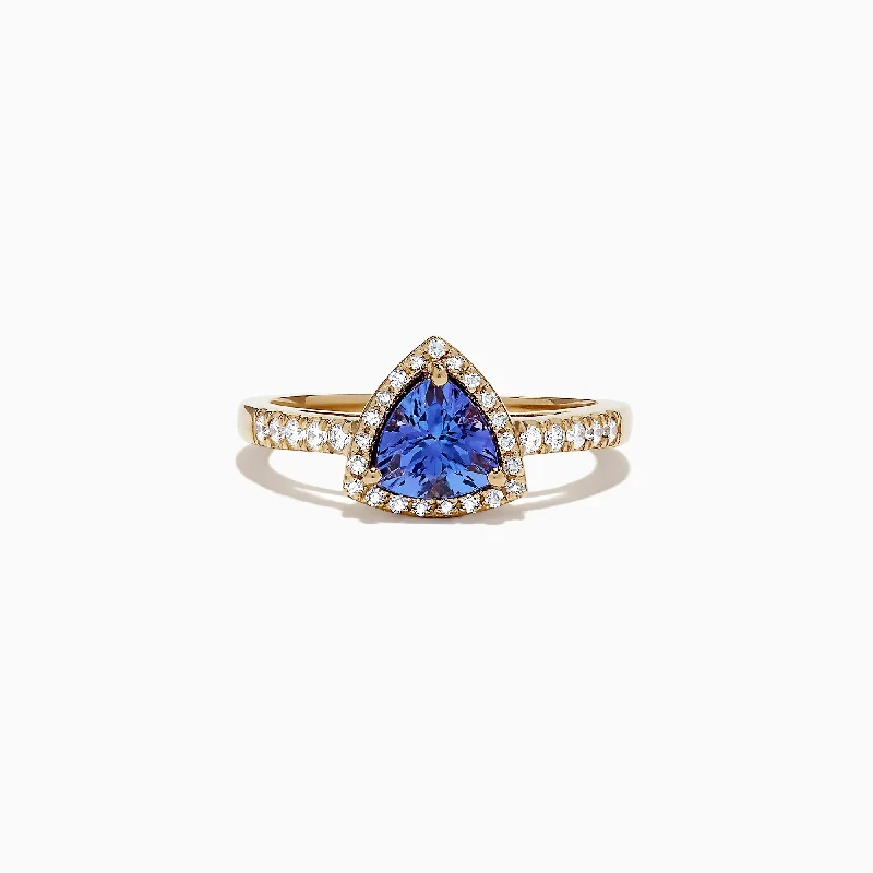 Ladies Rings Compass Design-Nahla Siri 14K Yellow Gold Tanzanite and Diamond Ring, 0.96 TCW