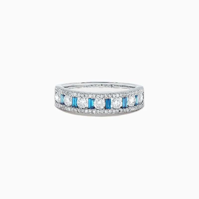 Ladies Rings with Celestite-Bella Bleu 14K White Gold Blue and White Diamond Ring, 0.97 TCW