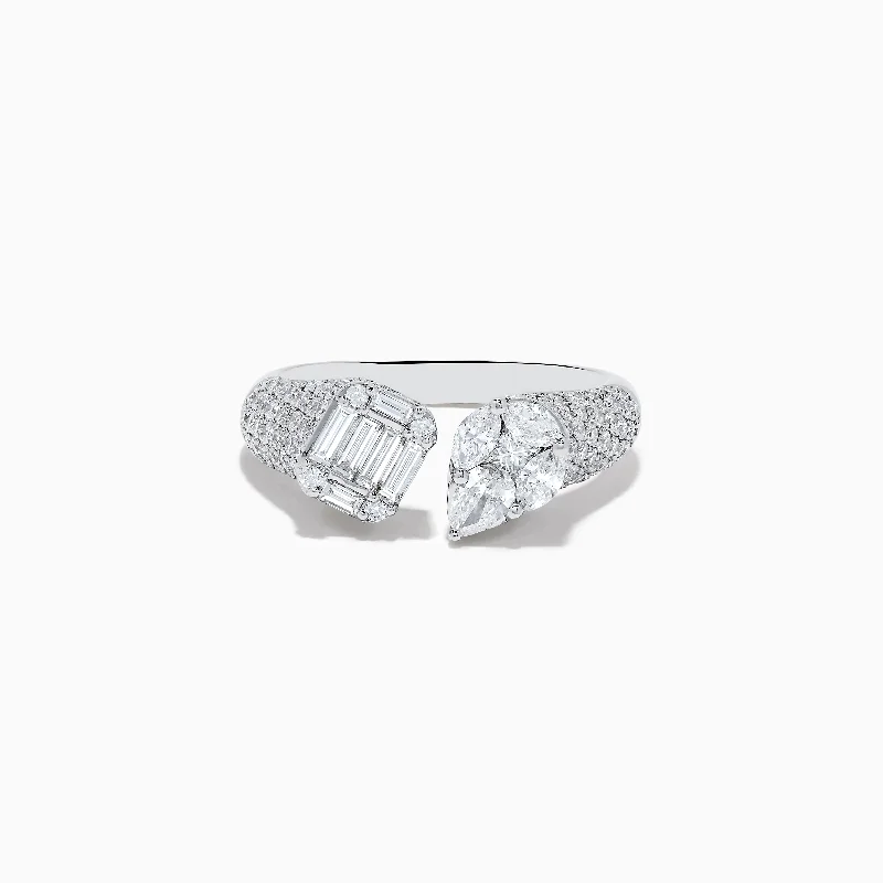 Ladies Rings with Brookite-Pave Classica 14k White Gold Toi Et Moi Diamond Ring 1.49 TCW