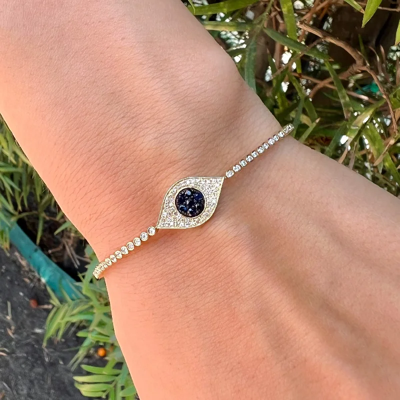 Unicorn Bracelets -Pave Diamond Sapphire Eye Bracelet