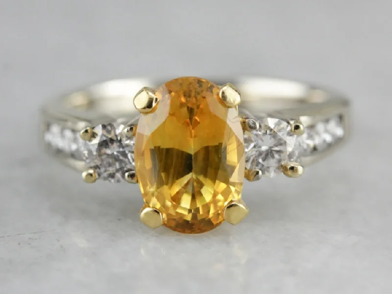 Ladies Engagement Rings with Citrine-Modern Yellow Sapphire Anniversary or Engagement Ring