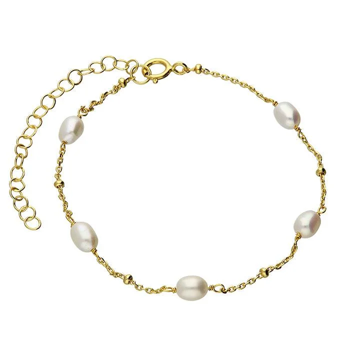 Chunky Bracelets -14ct Gold Vermeil and Silver Bracelet with Freshwater Pearls