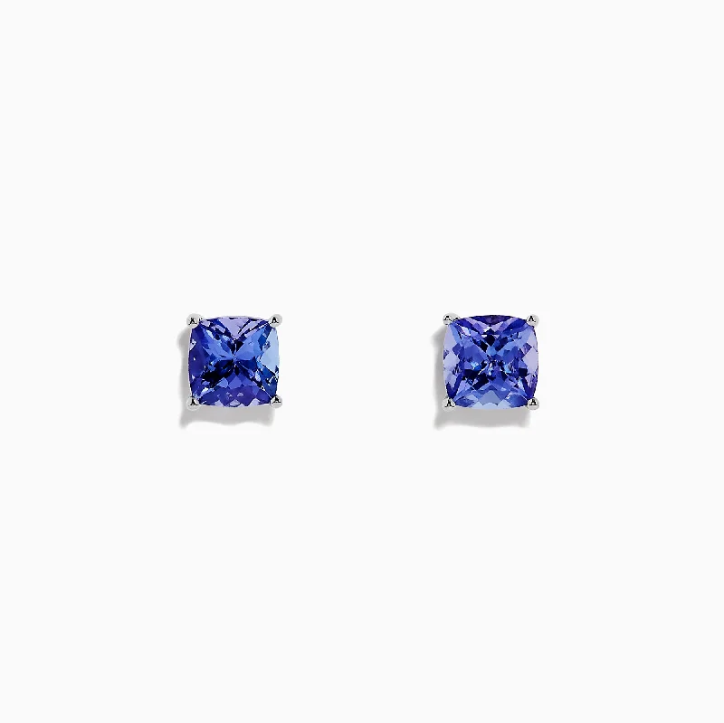 Ladies Earrings Angel Wing-Nahla Siri Sterling Silver Tanzanite Stud Earrings, 1.90 TCW