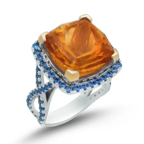 Ladies Rings for Holidays-Madiera Citrine and Sapphire Ring