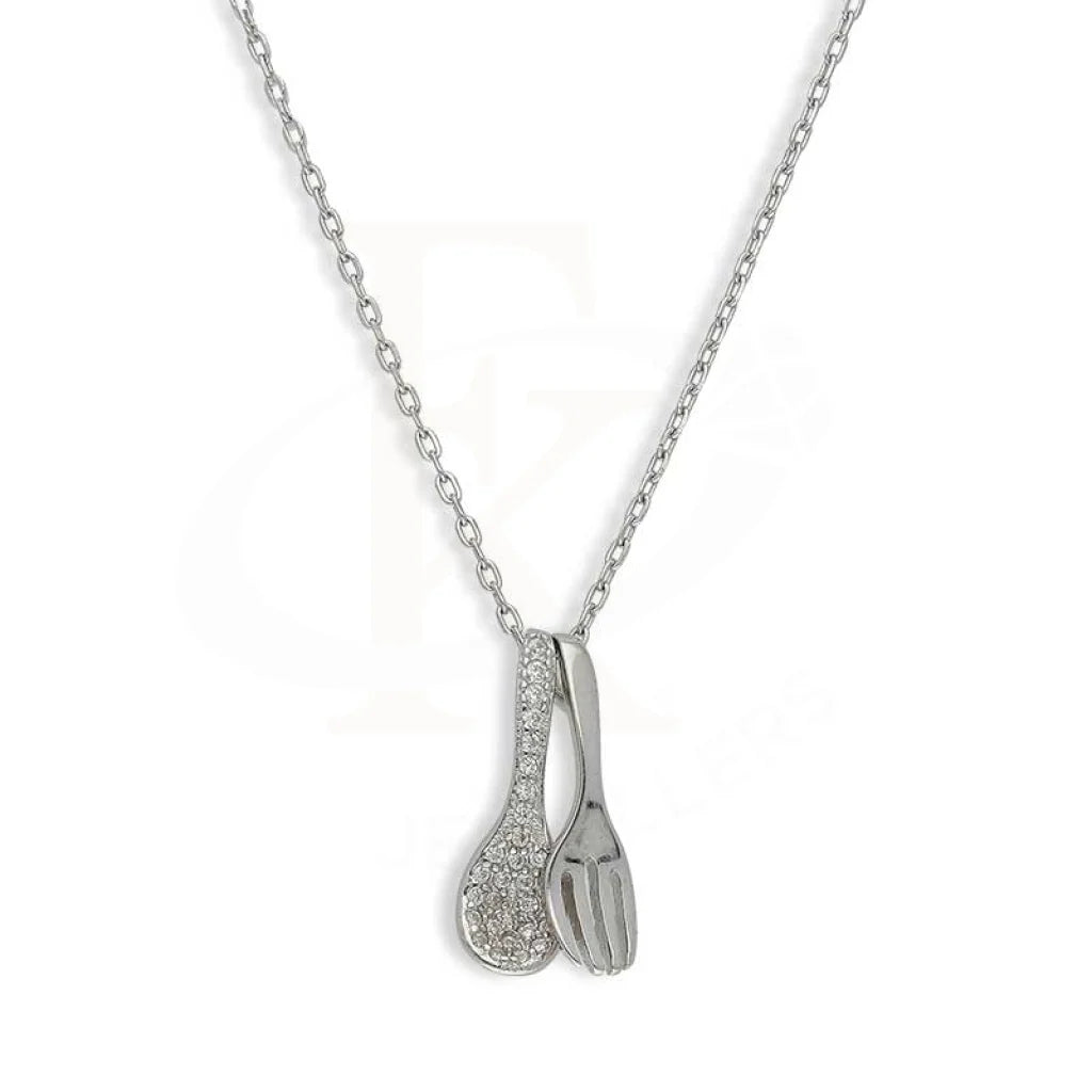 Adventure Necklaces -Sterling Silver 925 Spoon And Fork Necklace - FKJNKLSL3021