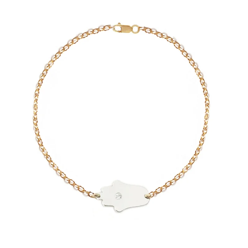 White Gold Bracelets -Dani Hamsa Classic Diamond Bracelet | Anklet