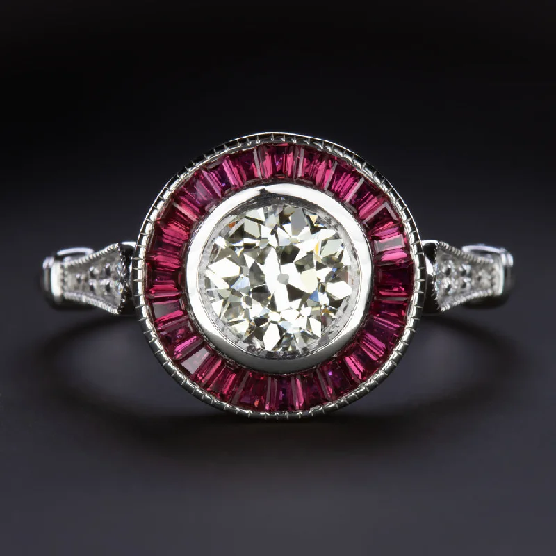 Ladies Engagement Rings with Fluorite-1ct OLD EUROPEAN CUT DIAMOND ENGAGEMENT RING RUBY VINTAGE STYLE ART DECO TARGET