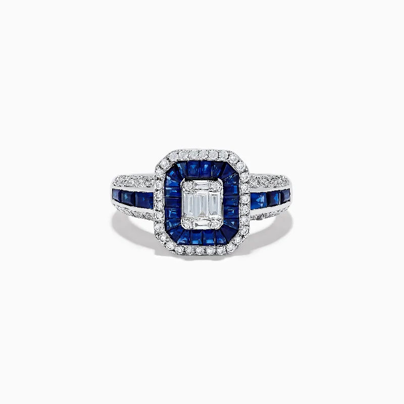 Ladies Rings with Phenakite-Royale Bleu 14k White Gold Blue Sapphire and Diamond Ring