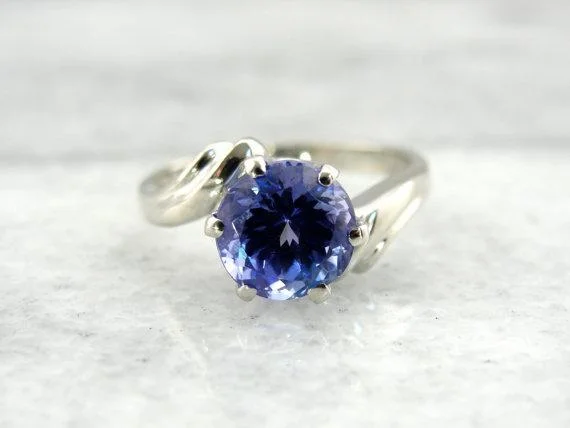 Ladies Engagement Rings with Kornerupine-Tanzanite Ring in White Gold for Engagement or Every Day