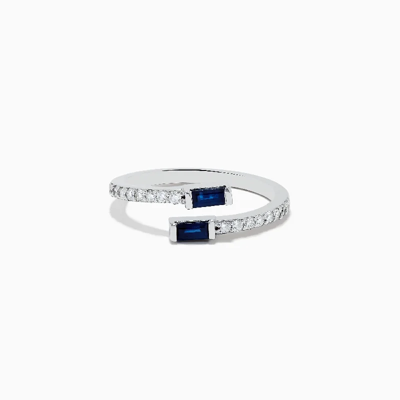 Ladies Rings with Lawsonite-Royale Bleu 14K White Gold Sapphire and Diamond Ring