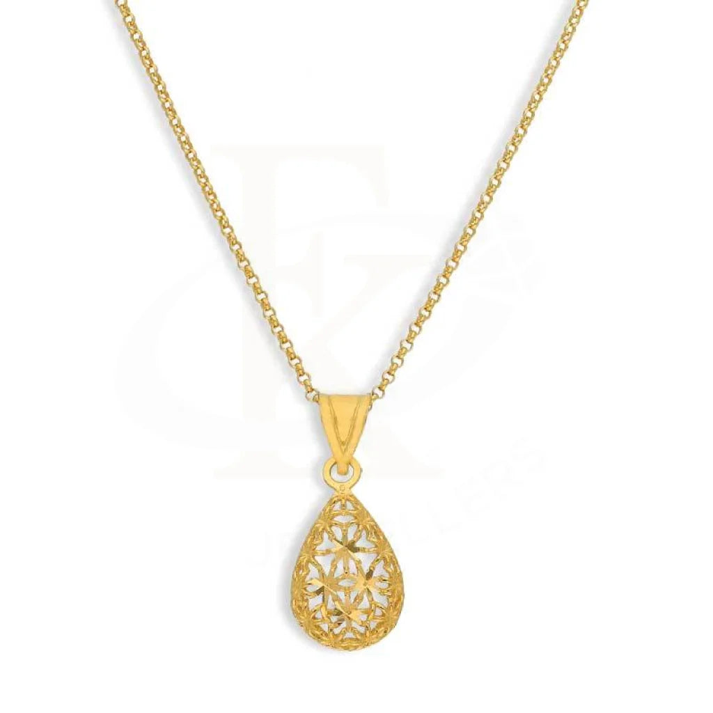 Loud Necklaces -Gold Necklace (Chain with Pear Shaped Pendant) 21KT - FKJNKL21K3077