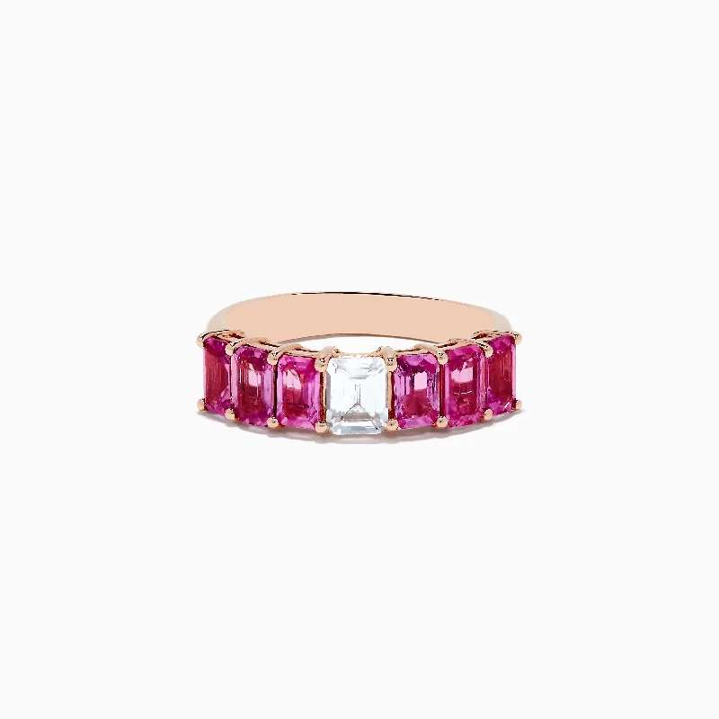 Ladies Rings with Charoite-14k Rose Gold Pink and White Sapphire Ring