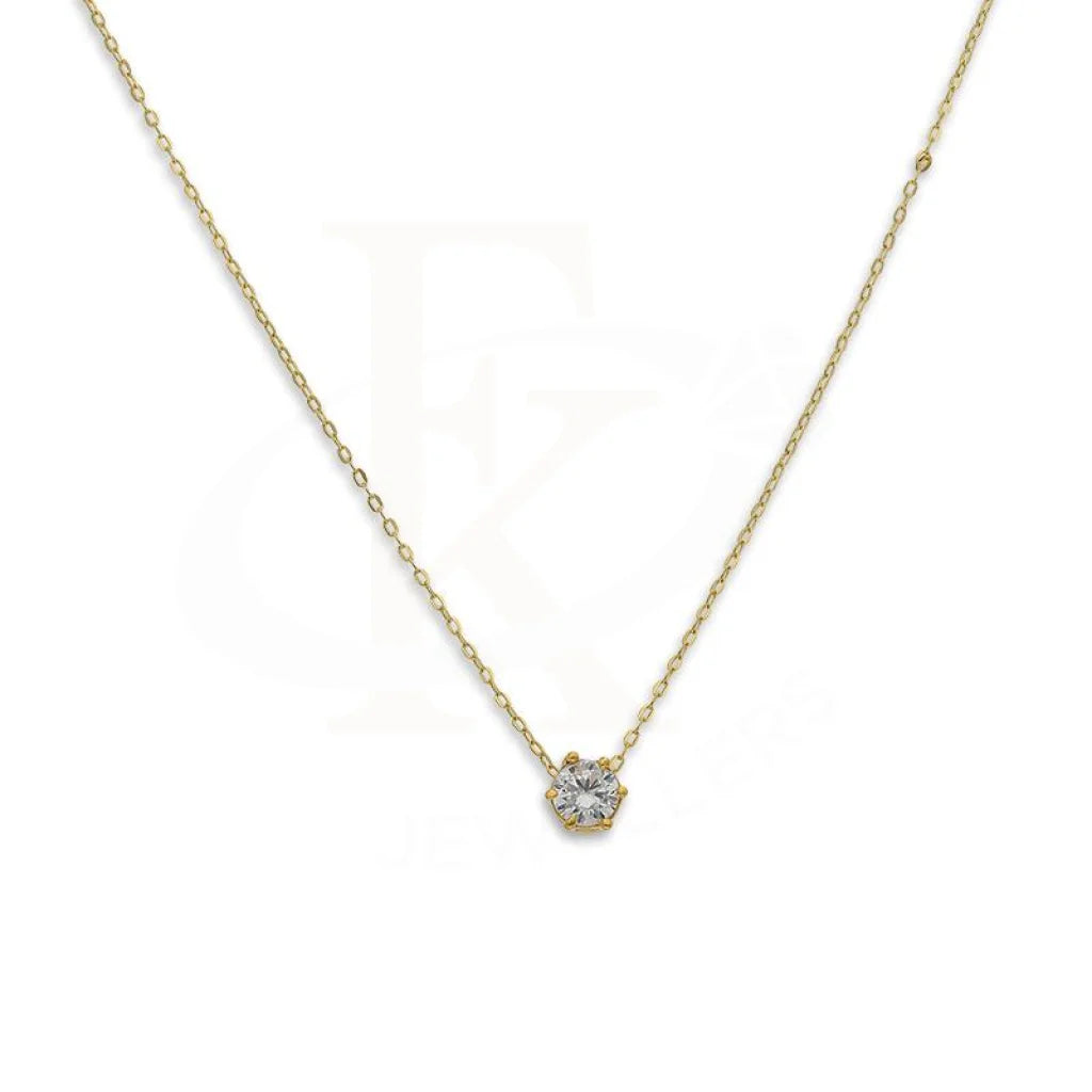 Statement Pendant Necklaces -Gold Round Shaped Solitaire Necklace 21KT - FKJNKL21K2390