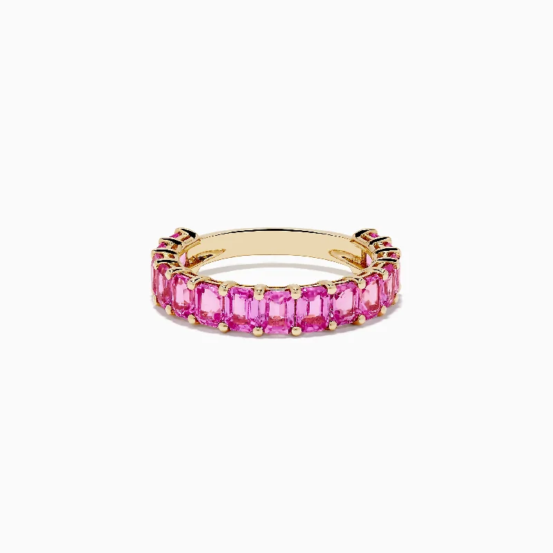 Ladies Rings with Morganite-14k Yellow Gold Pink Sapphire Band Ring