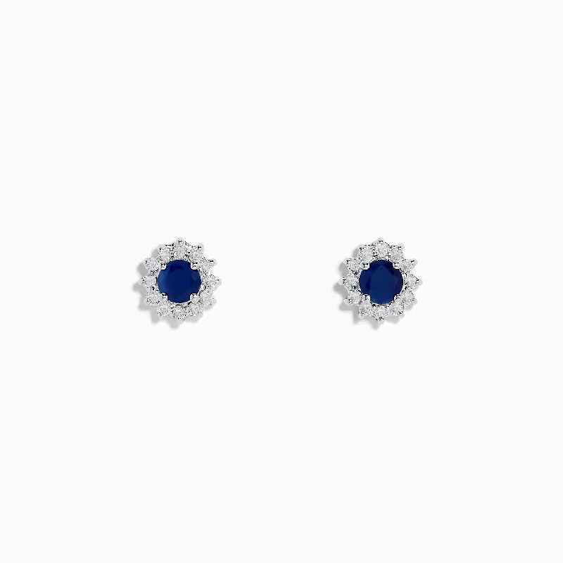 Ladies Earrings for Party-Gemma Royalty Sapphire and Diamond Earrings, 0.89 TCW