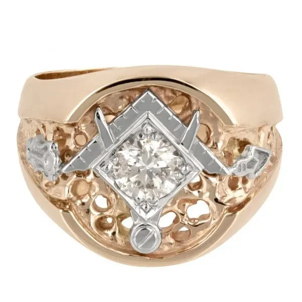 Ladies Rings for Bridesmaids-Masonic Diamond Ring with Organic Cutouts