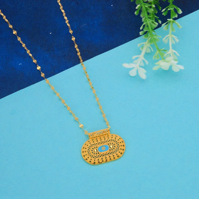 Tassel Necklaces -Gold Necklace (Chain With Intricate Rounded Rectangle Shaped Pendant) 21KT - FKJNKL21KM9882